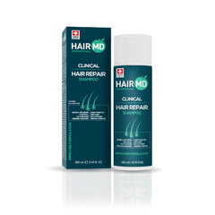HairMD Transplant Clinical Repair Shampoo bottle front for post-transplant scalp care and gentle cleansing.