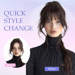 Hairro clip-on bangs 360 coverage top view for complete hairline reshape