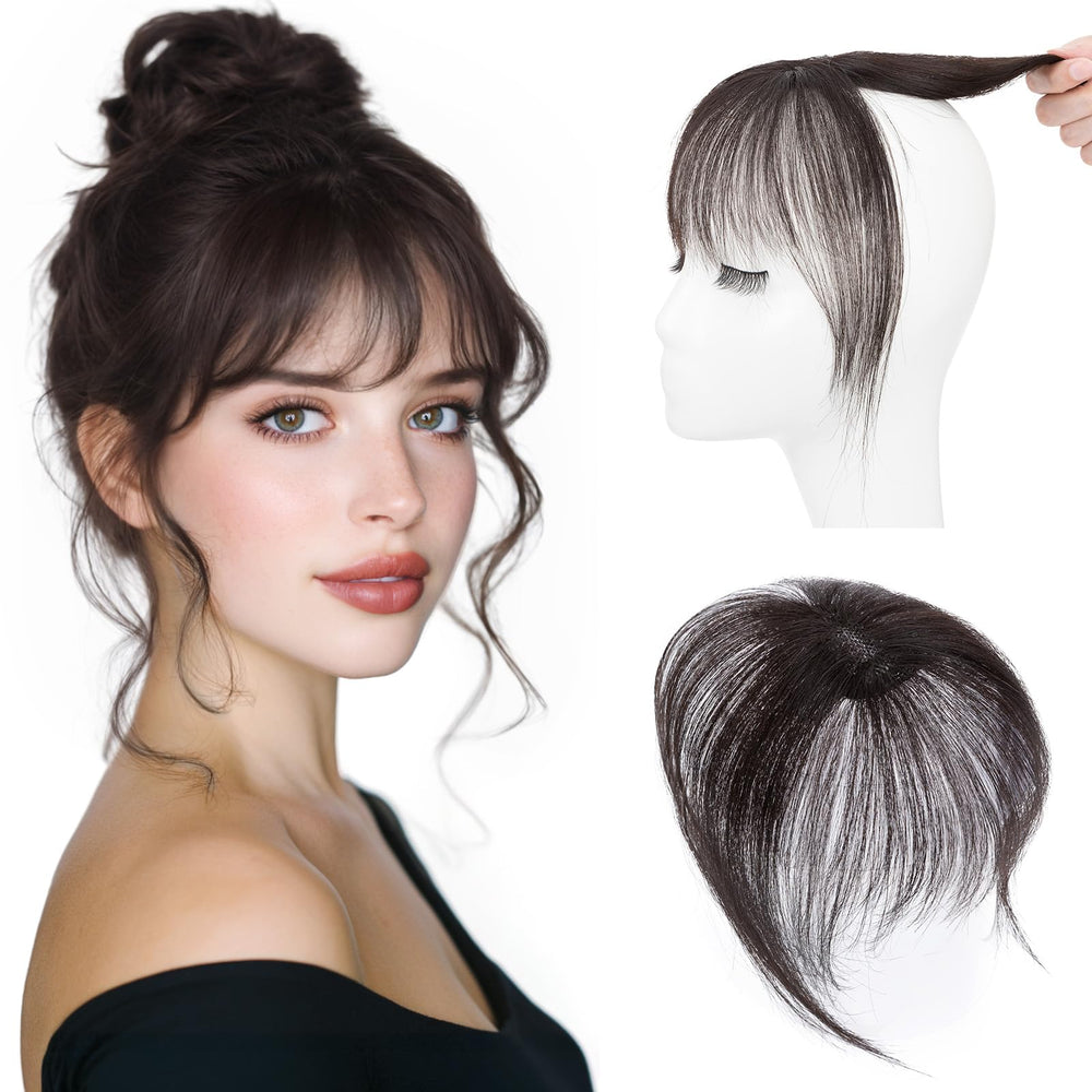 Hairro clip-on bangs natural front view for seamless hairline blending