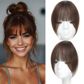 HAITOO clip-in bangs in brown French style for seamless daily wear.