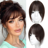 HAITOO French bangs clip in dark brown for natural daily wear