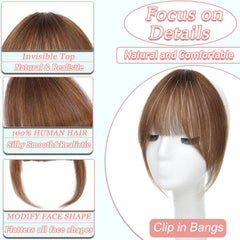 HAITOO French bangs clip-on in light brown for a classic frame