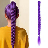 HAITOO purple braided ponytail extensions clip-in for easy cosplay styling.