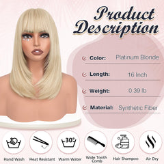 Haloo Blonde Bob Wig heat-resistant fibers allow curling and lasting wear