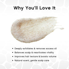 HALOVIDA scalp scrub application on damp hair signals quick, weekly refresh