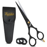 Hamdan 6.5-inch matte black hair scissors with sharp blades for precise cuts.