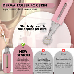 Close-up of 0.25mm titanium needles on HAMINOS derma roller delivers gentle skin stimulation.