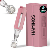 HAMINOS derma roller with serum reservoir enables instant topical delivery for smoother skin.