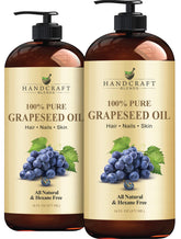Handcraft Blends grapeseed oil bottle front view, pure vegan carrier for skin and hair