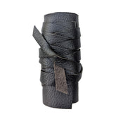Handmade Leather Hair Wrap front view showing secure ponytail hold