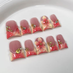 Handmade press-on nails in full-cover acrylic for a durable, long-lasting finish