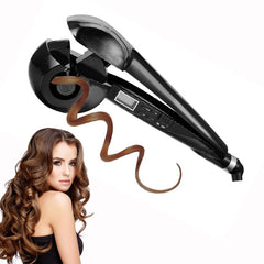 Hann Hair Curler LCD Pro display shows heat and timer for precise styling.