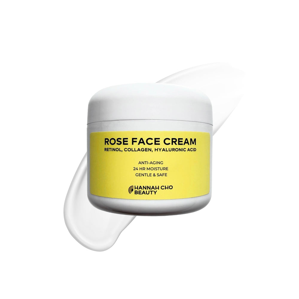 Hannah Cho Beauty Rose Face Cream with rosehip oil provides deep hydration for dry, sensitive skin.