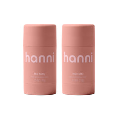 HANNI Fatty Body Moisturizer Stick packaging close-up shows clean, fragrance-free design for sensitive skin.
