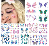HANSAMU 14-sheets glitter butterfly tattoos for sparkling party looks.