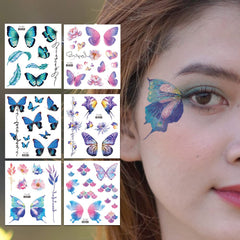 HANSAMU butterfly-flower-fairy tattoo stickers add whimsical eye and body decor.