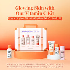 Hanskin Vitamin C Glow Serum bottle brightens and revitalizes uneven tones.