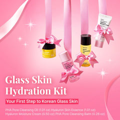Hanskin Hyaluron Skin Essence bottle delivers deep hydration for a dewy look.