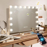 Hansong Hollywood mirror front view with 15 dimmable LEDs for precise makeup lighting