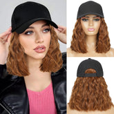 HANYUDIE hat wig with curly hair extensions for everyday wear