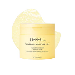 HANYUL Yuja Toner Pads packaging showcases premium Korean skincare for radiant glow.