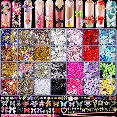 Haozher 8000pcs nail charms case versatile nail art designs.