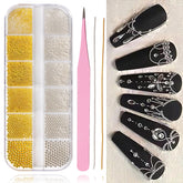 Haozher caviar beads in gold and silver pack for intricate nail art