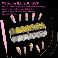 Haozher six size nail beads close up for diverse designs