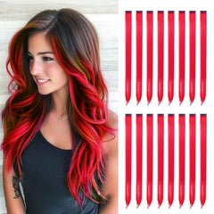 HappClan red hair extensions package showing easy clip-in system for quick styling.