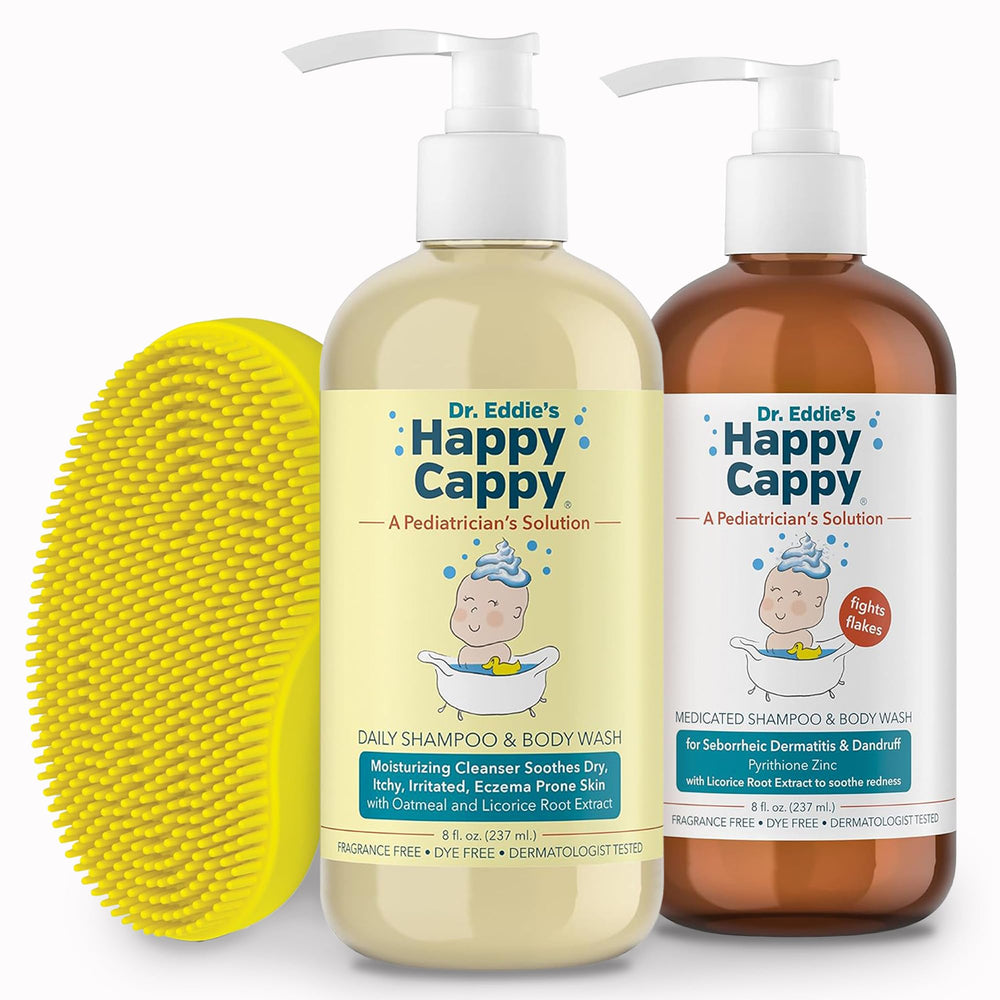 Happy Cappy medicated daily shampoo bottle for cradle cap care and gentle cleansing