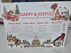 Happy & Joyful Orange Spice Hand Soap bottle offers warm citrus aroma for cozy gatherings.