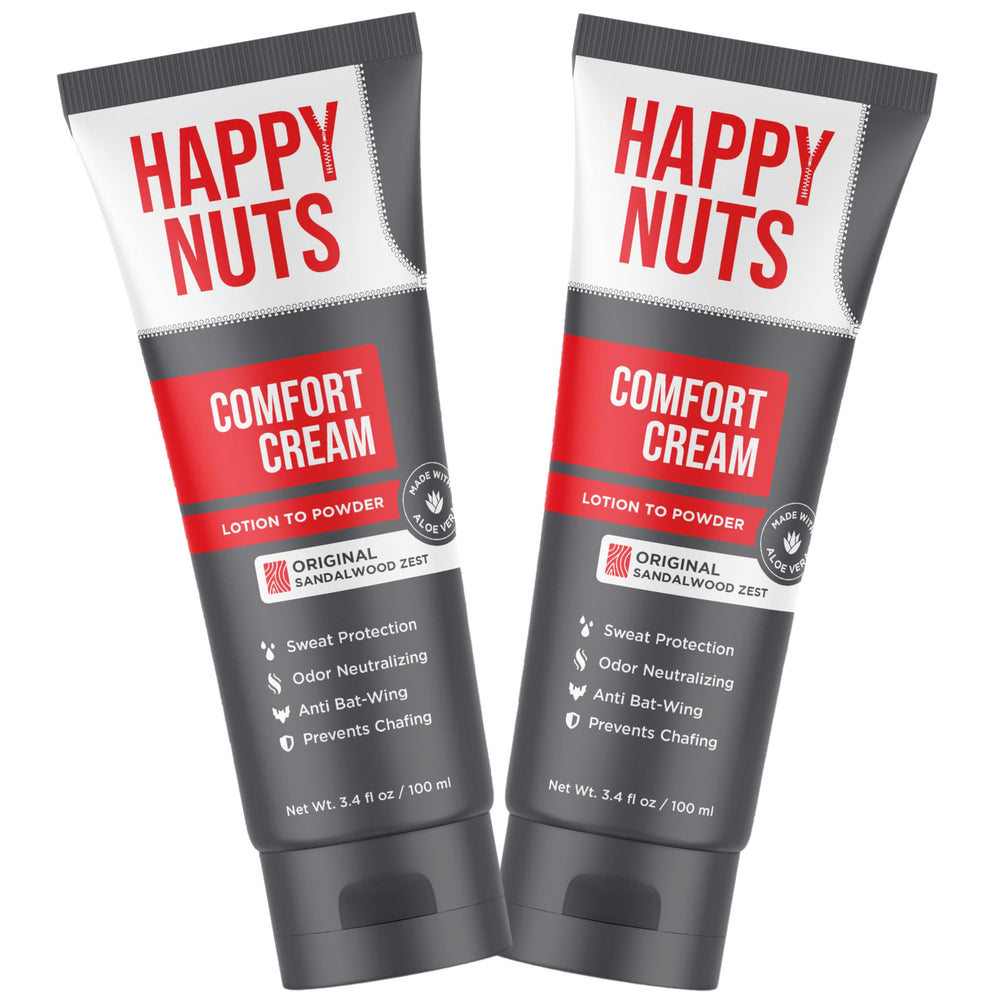 HAPPY NUTS Comfort Cream Deodorant pack shows aluminum free protection for daily use