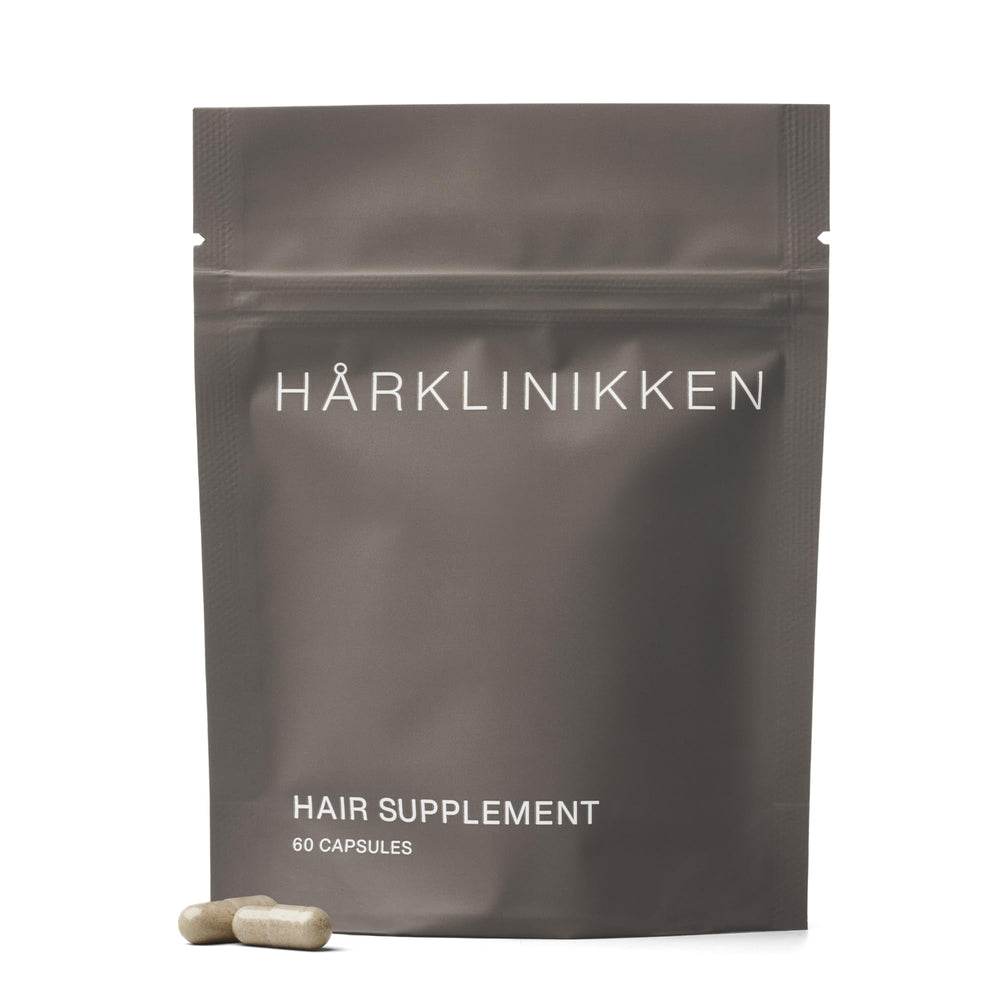 Harklinikken Hair Supplement bottle shown for daily nourishment and consistency