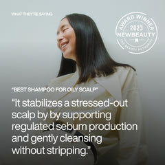 Harklinikken Stabilizing Scalp Shampoo lather on hair highlights cleansing action for oily scalps