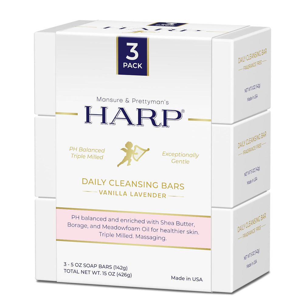 HARP Vanilla Lavender Bar packaging front showing gentle cleanser