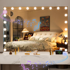 Hasipu Hollywood vanity mirror with LED bulbs for bright makeup lighting.