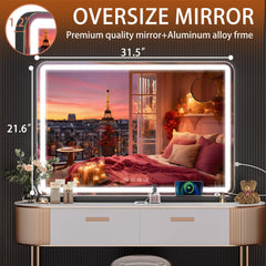 Hasipu vanity mirror with dimmable brightness adjusts to lighting needs.