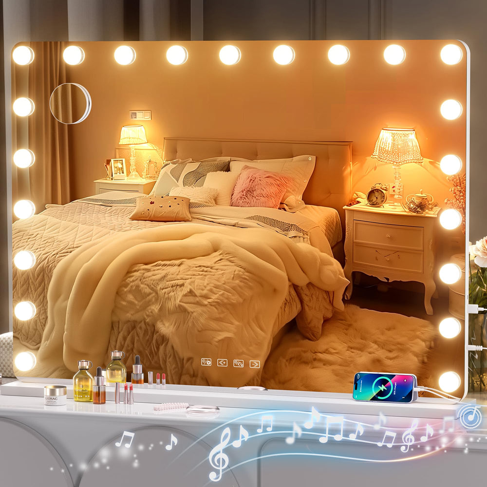 Hasipu vanity mirror with lights front view showing even illumination for makeup.