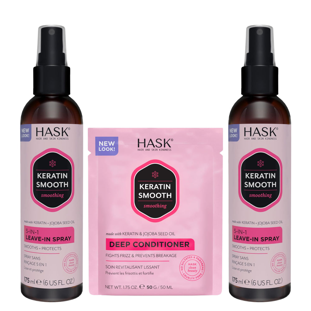 HASK 5-in-1 Leave-In Bottle with Argan Oil delivers detangling and shine.
