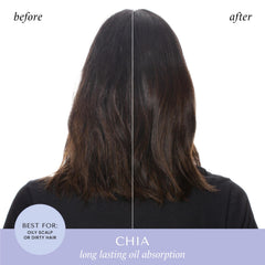 HASK chia seed dry shampoo spray from roots to refresh and absorb oil.