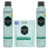 HASK dry shampoo duo tea tree bottle refreshes roots with volume.