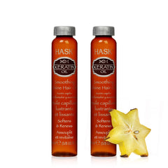 HASK Keratin Smoothing Hair Oil vial bottle: lightweight shine boost and frizz control