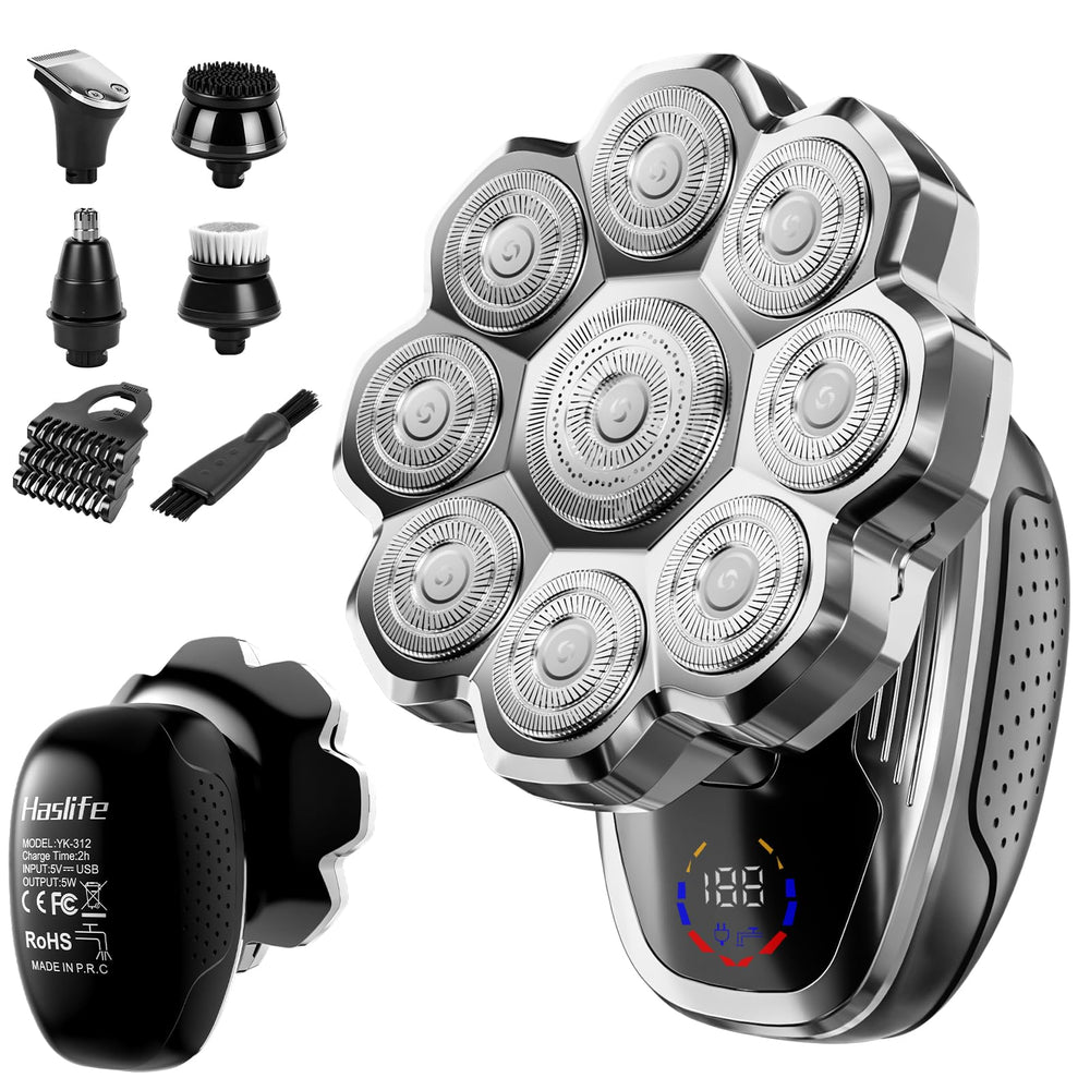 Haslife electric head shaver with 9D floating head for a close, comfortable shave.