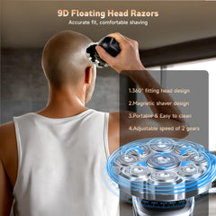 Haslife wet and dry head shaver with IPX6 waterproof rating in use.