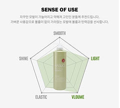 Hasuo Herbal Essential Shampoo label shows herbal ingredients for natural vitality.