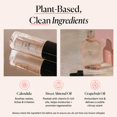 Hands massaging HATCH Belly Oil into skin for gentle absorption.