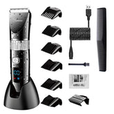 Hatteker Cordless Hair Trimmer Pro blade close-up for precise grooming and easy cleaning.