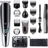 Hatteker men's beard trimmer with multiple attachments for precise facial grooming at home.