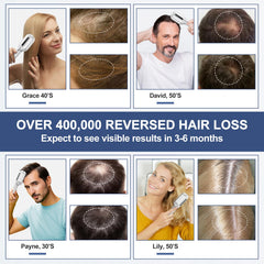 HAUBAT Laser Therapy Hair Growth Comb in use on scalp for light therapy.