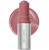 HAUS LABS Color Fuse Balm Stick in Glassy Hibiscus: weightless glow and buildable color on skin